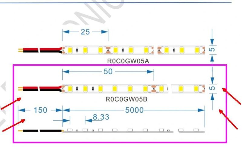 DC24V PCB5mm SMD2835 LED Ribbon Light Flexible Strip