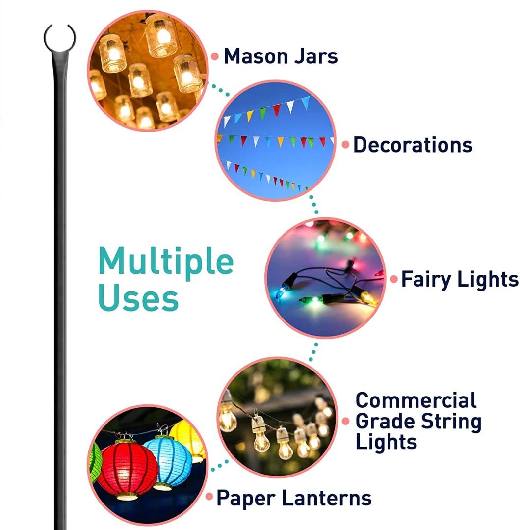 String Light Poles for Hanging Solar Bulbs for House Garden Patio Wedding Cafe Party
