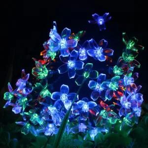 LED Solar Peach Blossom String Light Cherry Blossom Christmas Day Garden Decoration Lantern