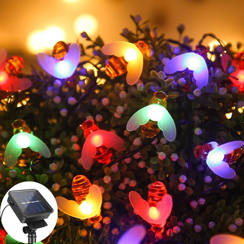 Solar Bee Lights, Solar Fairy Lights Outdoor, Waterproof Honey Bee LED String Lights Christmas Lights for Patio Yard Garden Christmas Party Decor