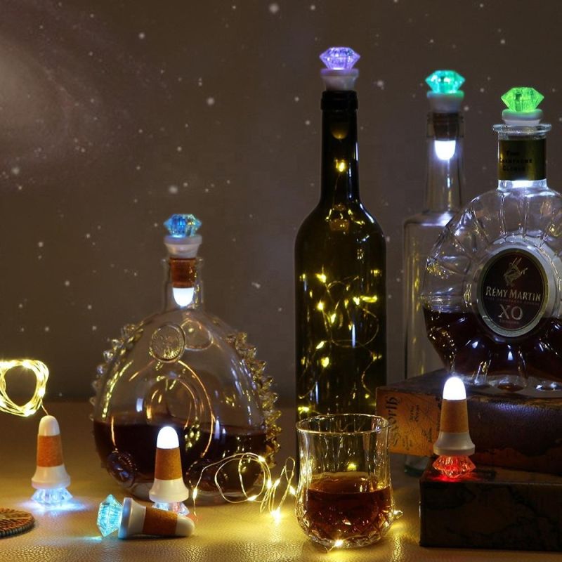 New Arrival Romantic LED Bottle Diamont Cork Light with Copper Wire String Light for Party Bar Christmas Decoration USB Rechargeable