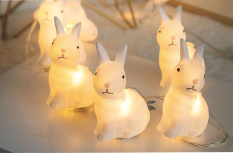 Rabbit-Shaped Battery Box Easter Decorative String Light