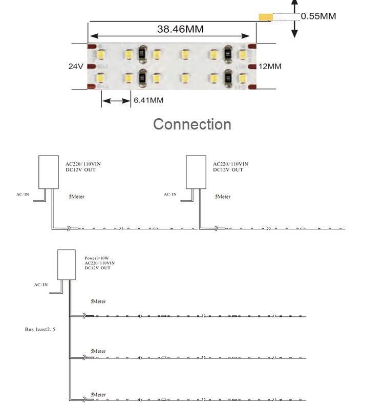 DC 24V Dimmable CCT SMD 2216 Flexible LED Strip