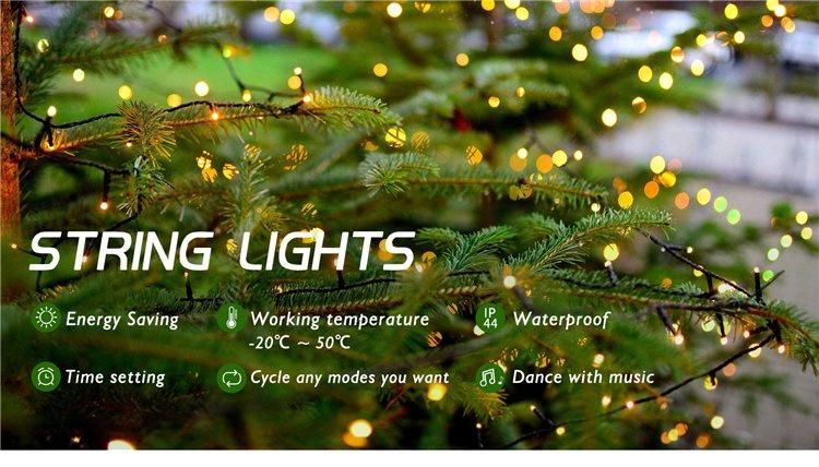 IP44 200LEDs Dimmable RGB Fairy Light Christmas LED Light String with Tuya Smart Music Sync for Wedding Home Room Party Decoration