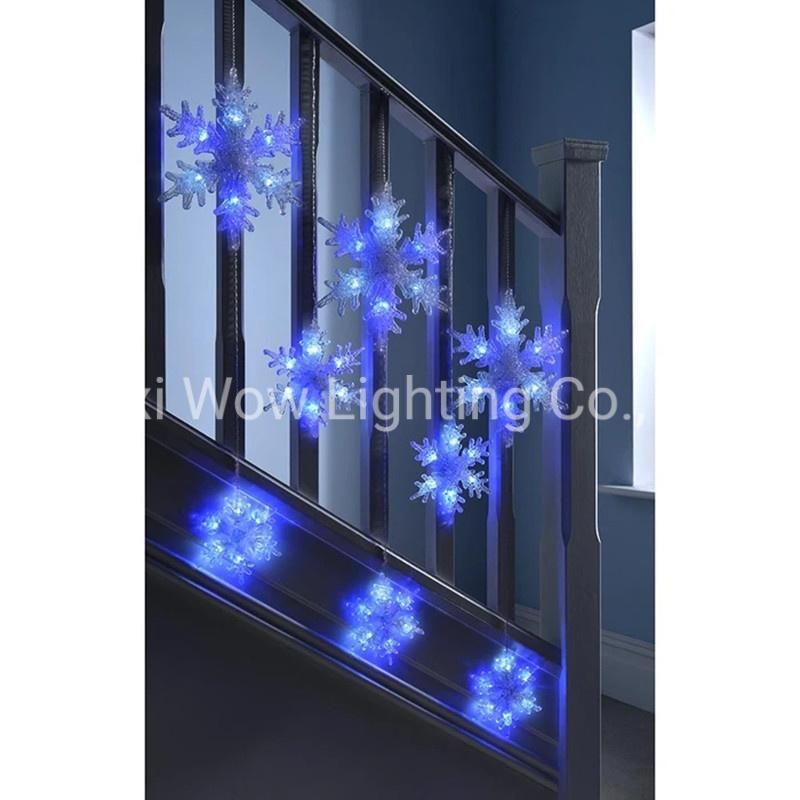 Multi Function Snowflake Curtain Light with 48 LED Blue / White
