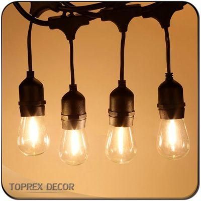 Christmas Decoration Waterproof Fairy Lights Round Flat Rubber Cable E27 Sockets Outdoor Globe LED Patio String Lights
