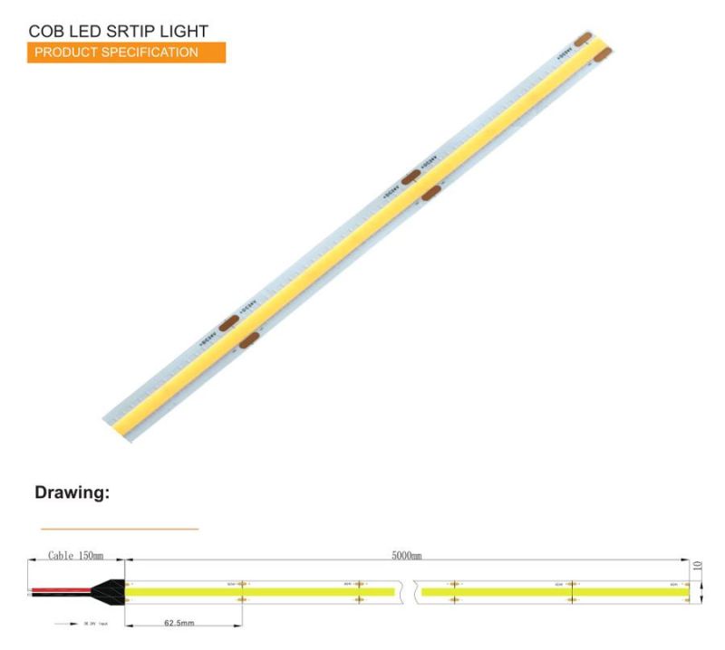 LED COB Strip Light Flexible 5mm 12V 24V COB LED Strip