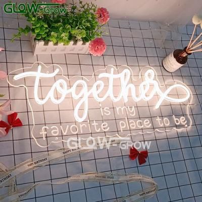 12V 59*20cm LED Neon Light Sign Together Letters with Dimmer for Room Home Party Decoration