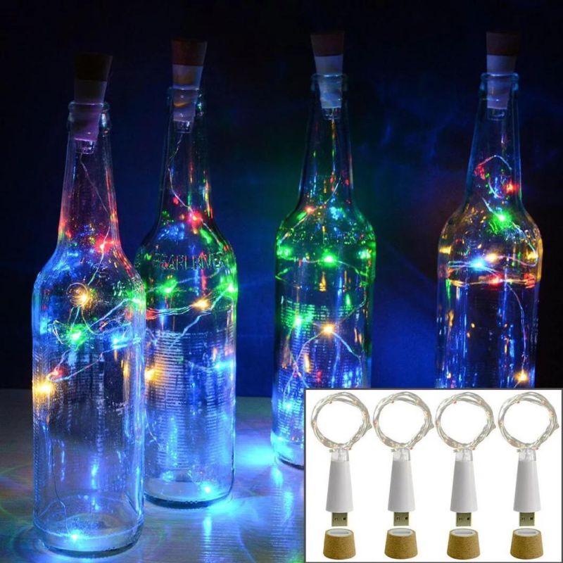 New Arrival Romantic LED Bottle Cork Light with Copper Wire String Light for Party Bar Christmas Decoration USB Rechargeable
