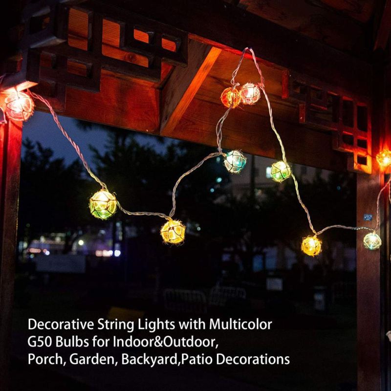 Warm White Indoor String Light 10 Nautical Fishing Floats Coastal Buoy Beach Theme Decoration for Bedroom Bathroom Window Christmas Tree