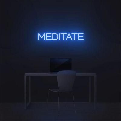 Drop Shipping Customized Clear Acrylic Meditate LED Neon Letters Sign Light Decoration Electronic Sign