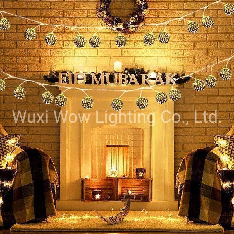 Ramadan Decorative Light Moroccan String Lights - 19.6FT 40 LEDs Battery Operated Sliver Moroccan Fairy Lights for Ramadan Decoration