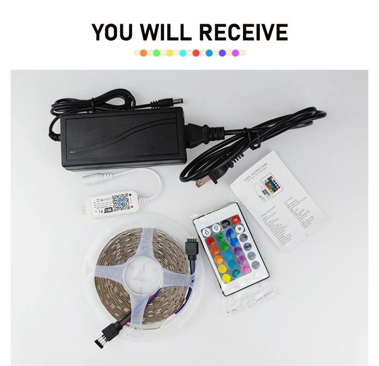 Wholesale Custom Smart Indoor Flexible 5m 5050 30LEDs RGB Waterproof LED Strips Lights for Home Bed Room