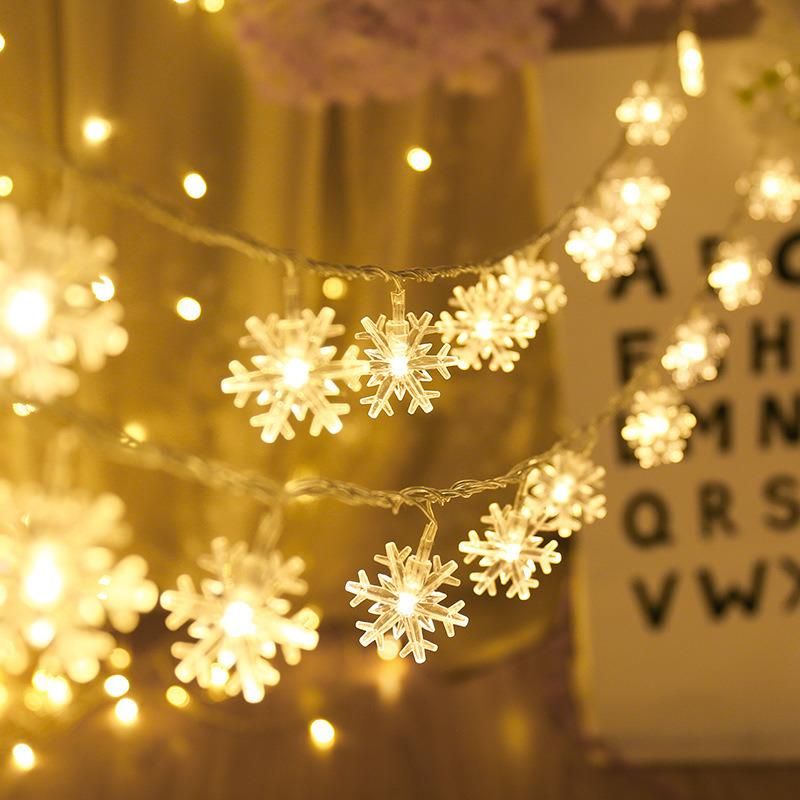 Christmas Decorations Lights, LED Snowflake Lights, Holiday Outdoor Decorations Lighted Snowflake String Lights for Indoor Outdoor Decor