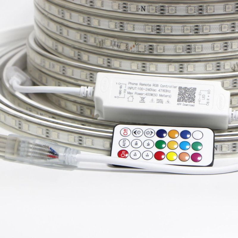 220V 110V RGB LED Strip Lights 5050 50m 100m Multicolor Flexible Roll IP65 Outdoor Waterproof RGB Dual Color Rope LED Light Strip