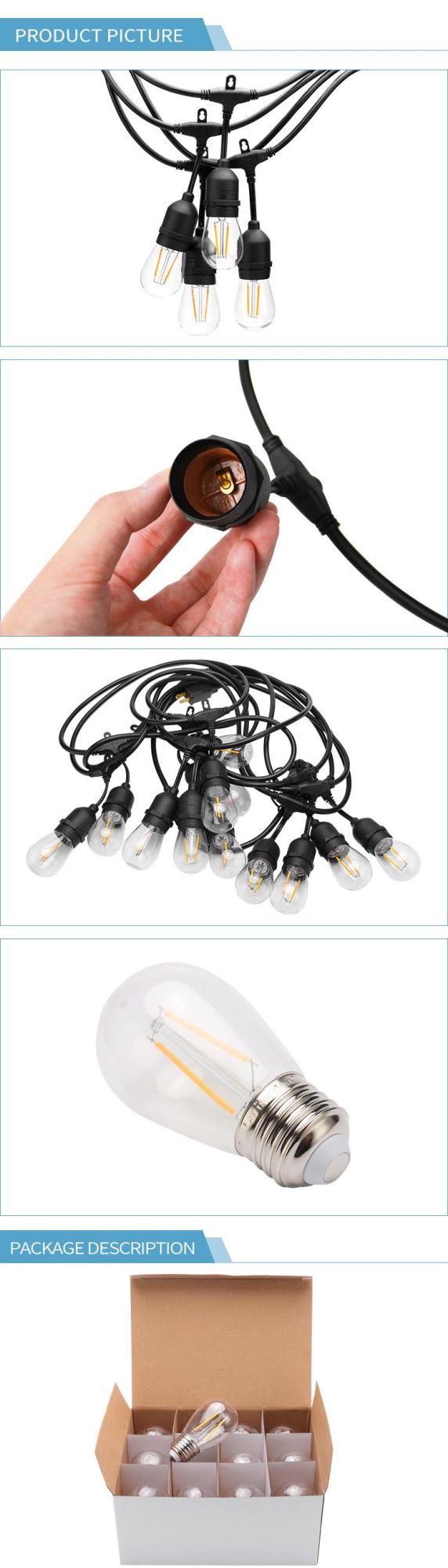 S14 Double Filament Bulbs LED String Light