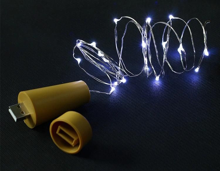 New Arrival Romantic LED Bottle Cork Light with Copper Wire String Light for Party Bar Christmas Decoration USB Rechargeable