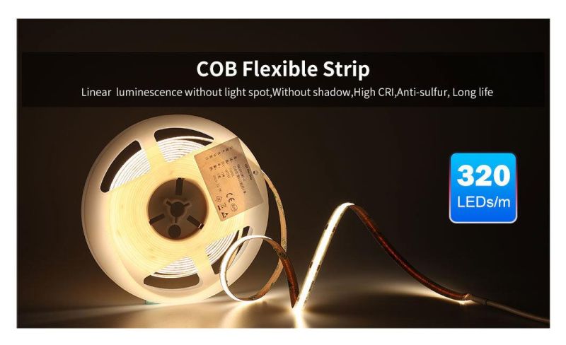 High Quality COB Flexible Strip Lighting LED Ribbon Tape Flexible Strip with High CRI