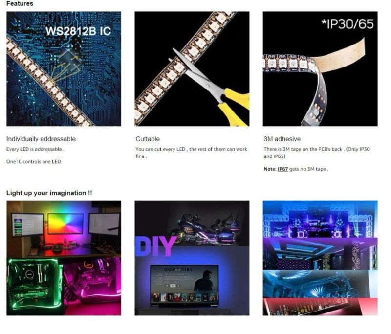 Dearm Color Ws2813 Pixel Lighting DC5V 30LED Strip