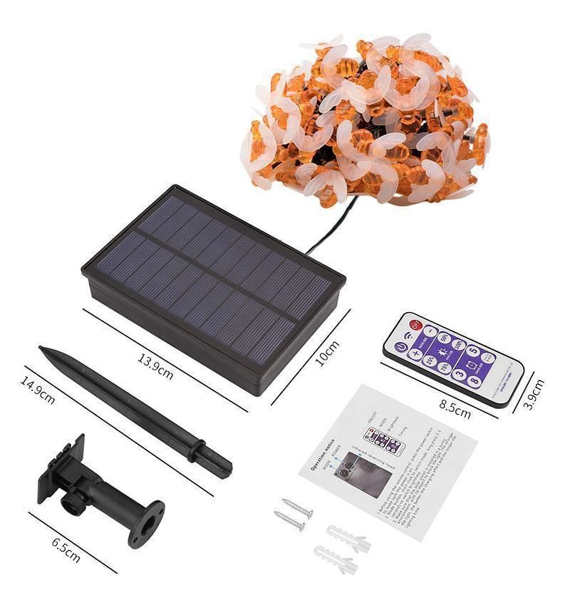 Factory Wholesale Outdoor 6m30 LED Solar Honey Bee String Lights