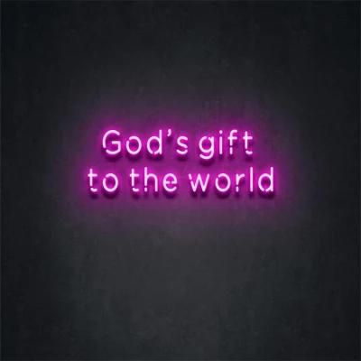 Neon Light Neon Signage Shop Logo Signboard God&prime;s Gift to The World LED Custom Neon Sign