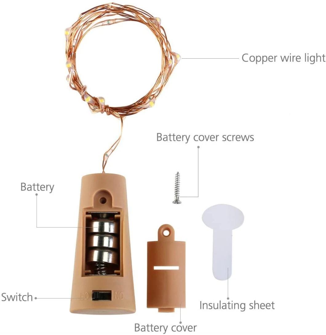 New Arrival Romantic LED Bottle Cork Light with Copper Wire String Light for Party Bar Christmas Decoration USB Rechargeable
