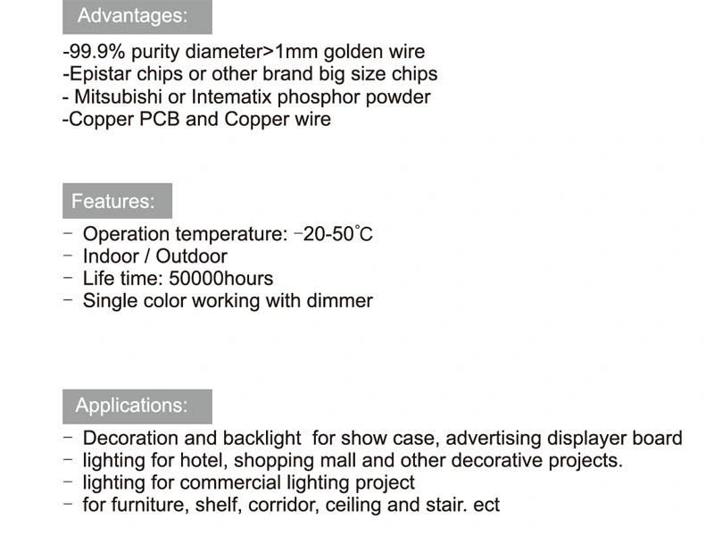 180 Degree Big View Angle High Bright Flexible COB LED Strip with High CRI