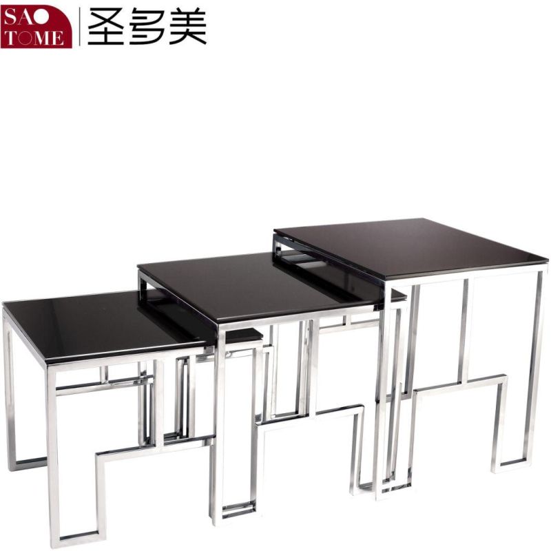 Modern Living Room Bedroom Furniture Transparent Glass Nest Table
