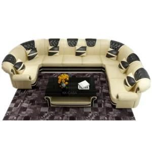 High Quality Solid Wooden Frame Genuine Leather Upholstered Living Room Sofa