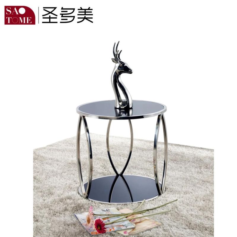 Modern Simple Living Room Furniture Black Glass Square End Table