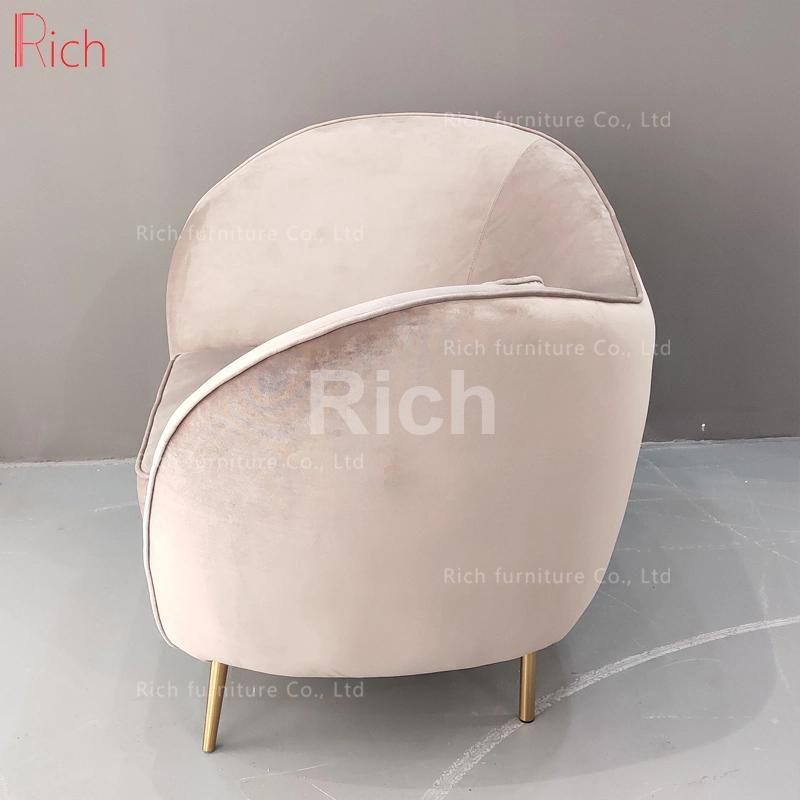 Gold Metal Legs Accent Sofa Chair Pink Velvet Fabric Living Room Furniture Leisure Armchair