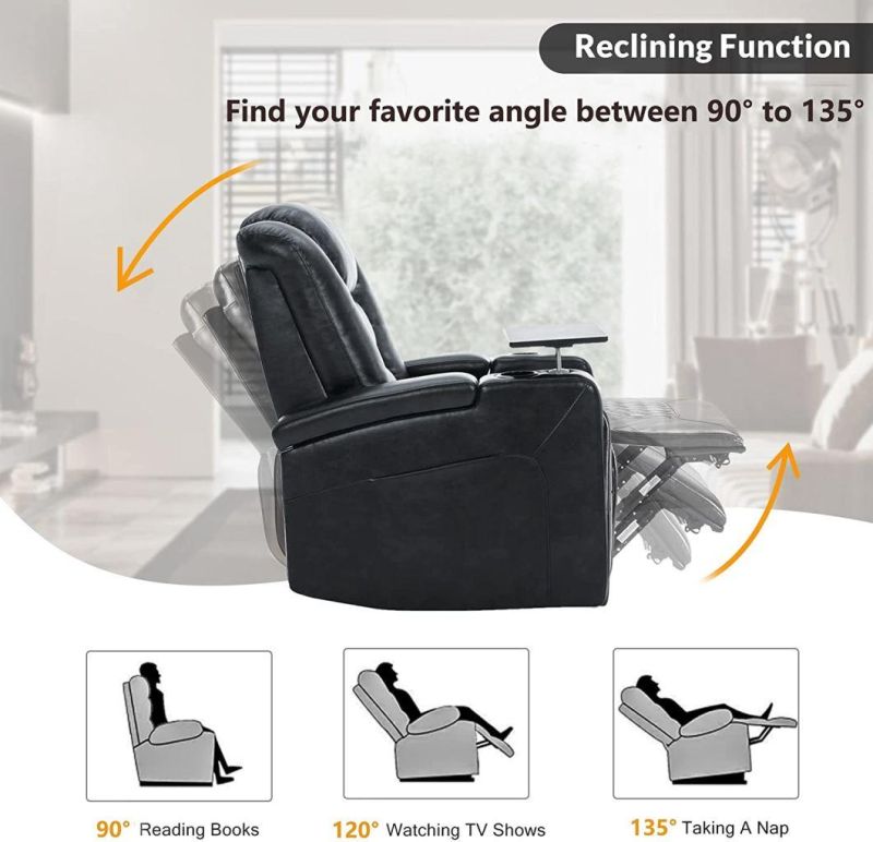 Jky Furniture Modern Design Leather Home Theater Power Recliner Sofa Set with Customerization Functions