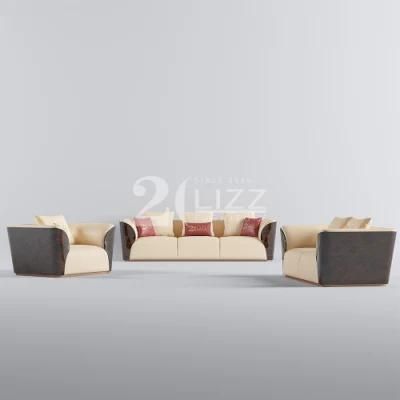 Professional European Design Italian Top Grain Leather Modern Living Room Sofa Set