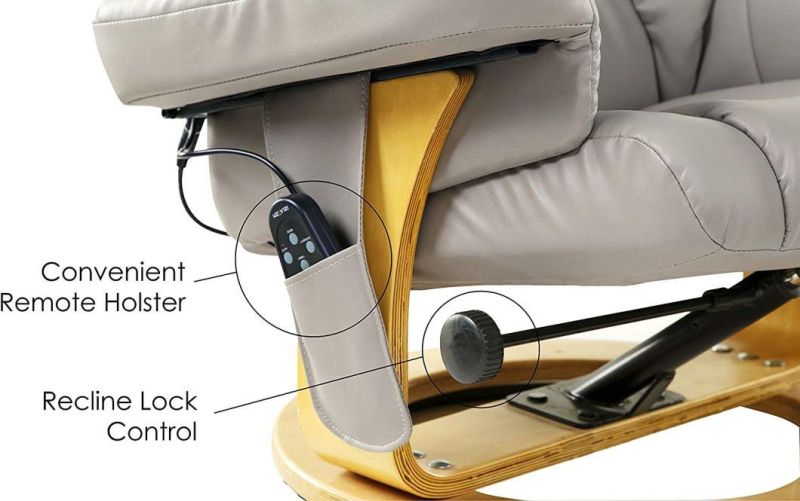 Jky Furniture Adjustable Modern Design Leather Leisure Chair with Ottoman and 8 Points Vibration Massage Functions (2 In Ottoman 6 In Chair)
