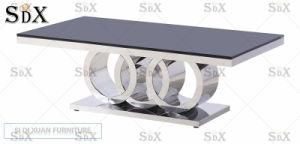 Audi Design Silver Stainless Steel Frame Glass Top Dinng Coffee End Tea Side Table