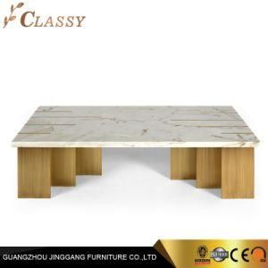 Modern Carrara Rectangle Marble Coffee Table for Living Room Furniture