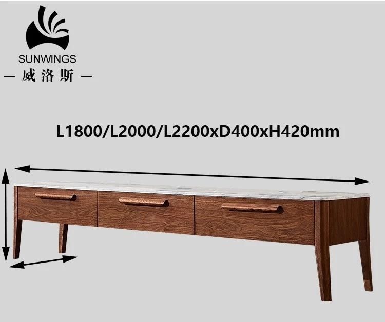 Marble Top TV Stand High Grade Ash Wood Frame