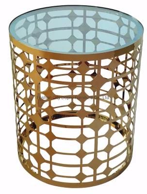 New Chinese Style Laser Cut Stainless Steel Cheap Golden End Table