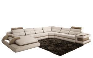 Luxury U Shape Genuine Leather Corner Sofa Neutral Color Sofa Design U Shape Sofa Set
