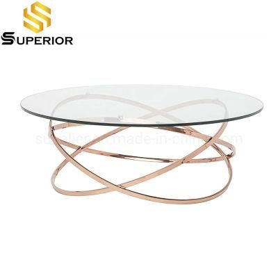 Living Room Metal Frame Tempered Glass Coffee Table