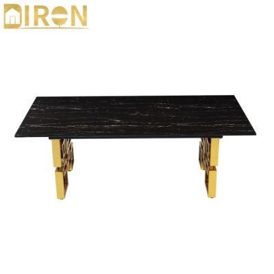 2021 New Design Modern Style Hot Sale Gold Stainless Steel Marble Coffee Table
