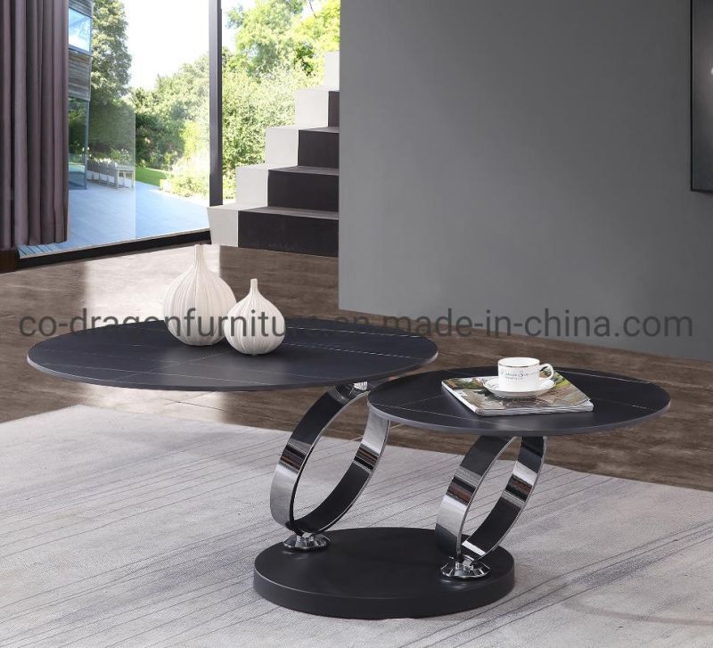 Modern Furniture Luxury Steel Tea Table Combination with Marble Top