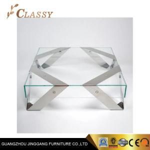 Mirror Stainless Steel Glass Coffee Table for Living Room