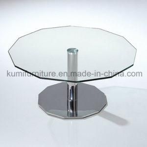 Stainless Steel Silver Coffee Table with Tempered Glass Top