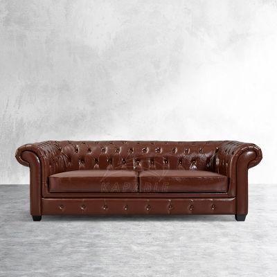 Chesterfield Couch Leather Upholstered Seating Home Furniture Fabric Tufted Sofa Set for Living Room