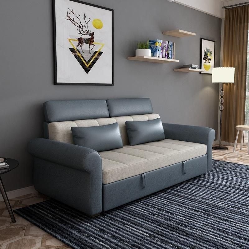 Hotel Guest Room Home Fashion Folding Sofa Bed with Stool Pull Sofa Bed