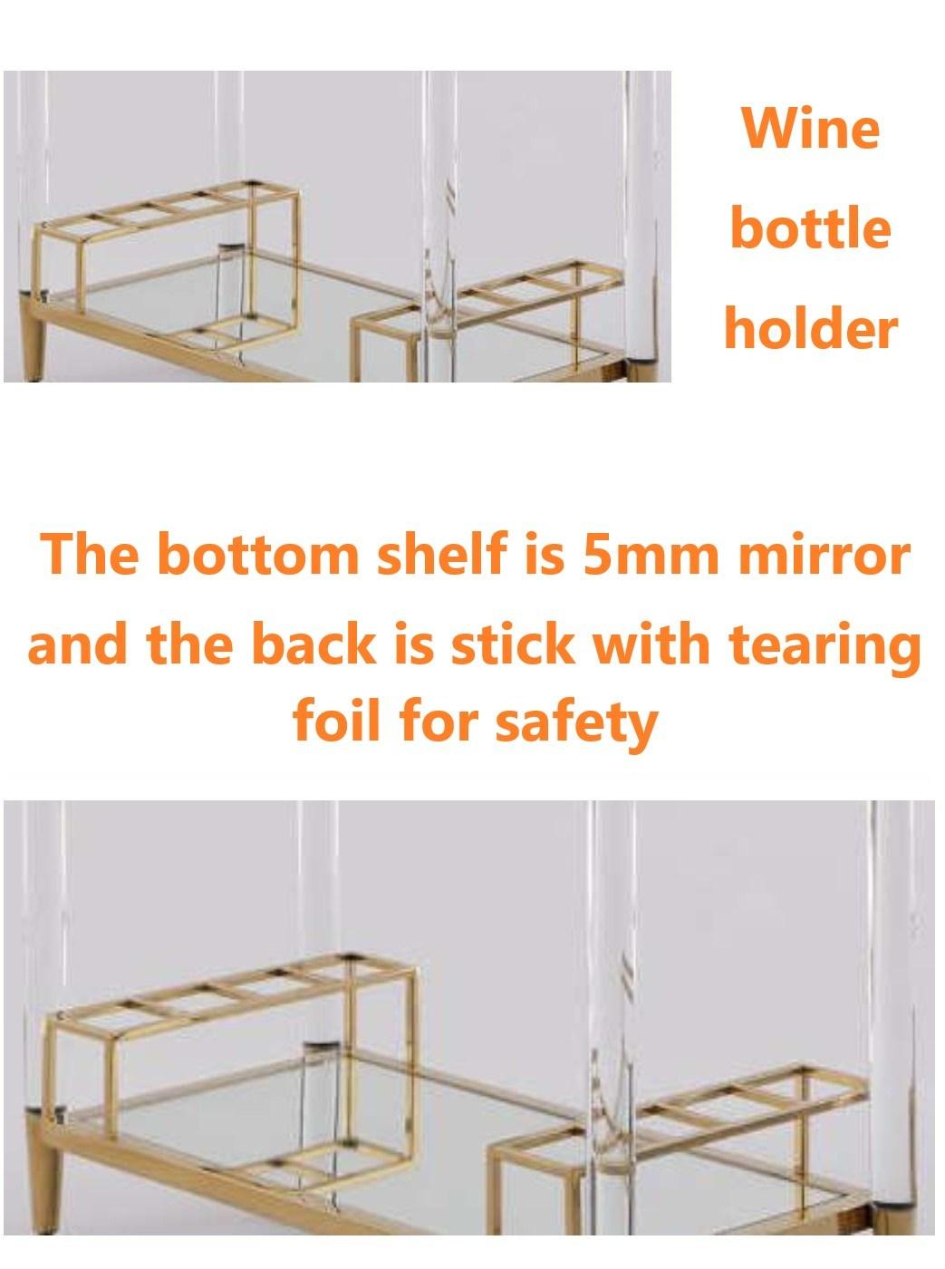 Hotel Furniture Golden Tea Cart Reterant Furniture Stainless Steel Teacart