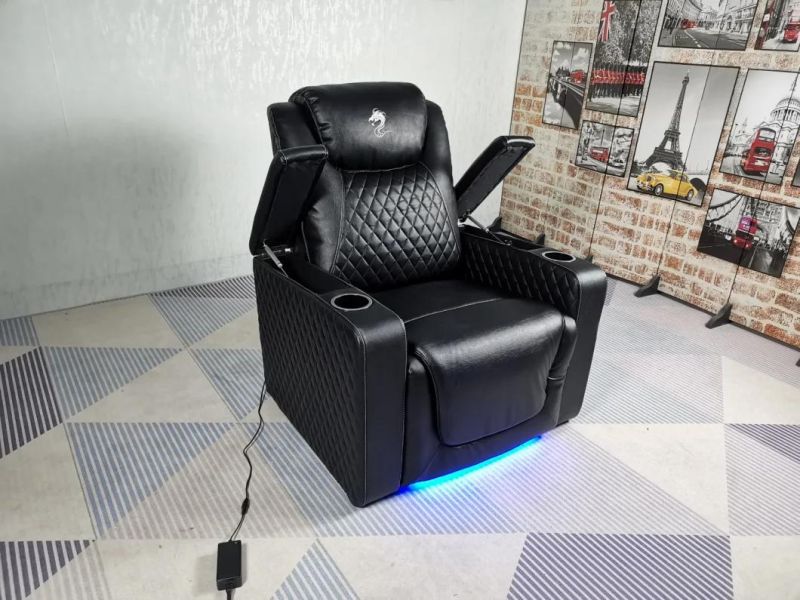 Jky Furniture 3 Piece Adjust Headrest Air Leather Power Recliner Home Theater Sofa Set with Two Type Coffee Table