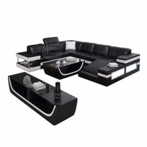 Black with White Modern Contemporary Sectional Corner Leather Living Room Sofa