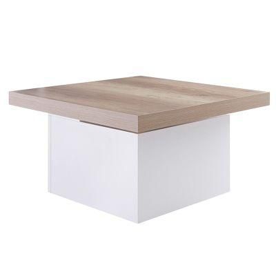 Square Wooden Coffee Table with Large Storage Space
